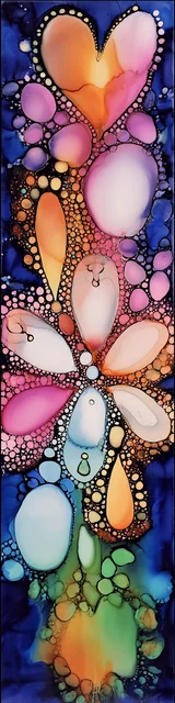 Free abstract flower art bookmark featuring a pretty blue background with abstract flowers